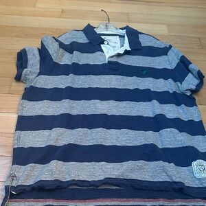 American Eagle Outfitters Navy and Gray Polo Shirt